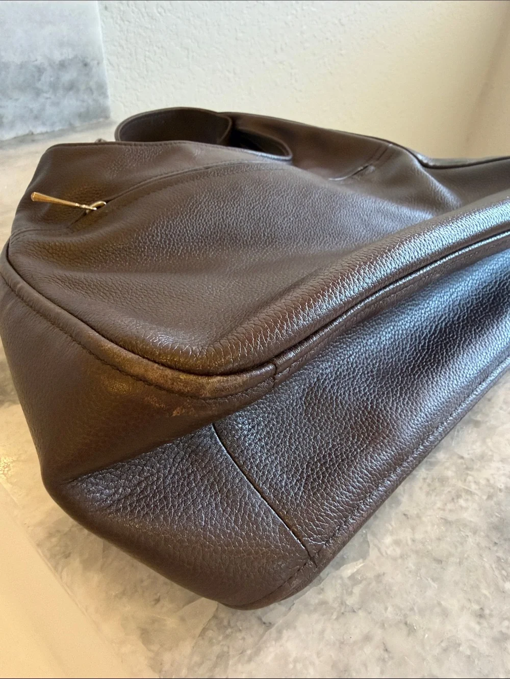 Longchamp Vintage Roseau Pebbled Leather Brown Hobo Purse - Picture 6 of 10